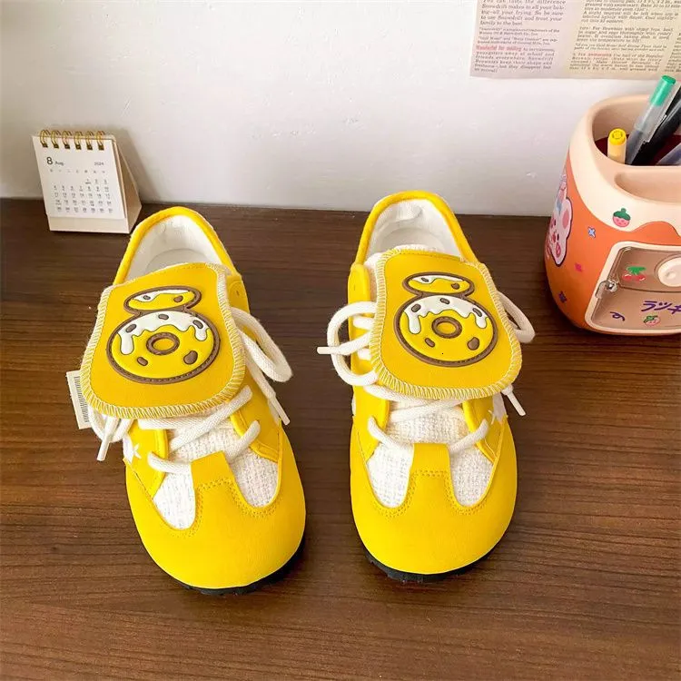 Summer Milk Yellow Puff For Girls Cute Breathable Flat Bottom German Training 2024 New White Shoes With Height Less Than_voghion.com
