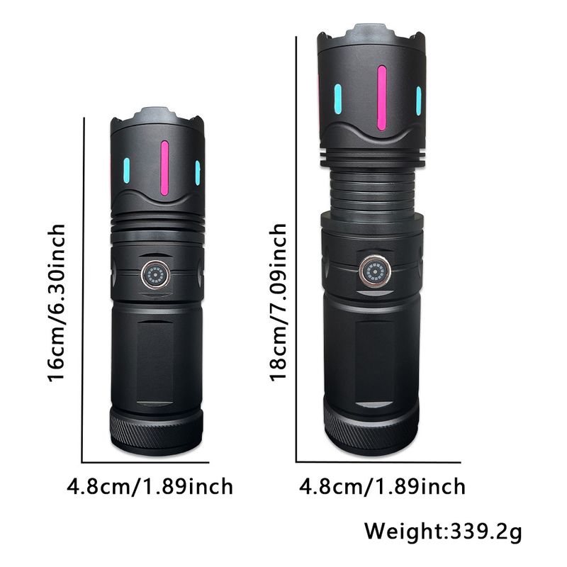 White laser light far-flung aluminum alloy fluorescent strip telescc zoom multi-function flashlight with long endurance_voghion.com
