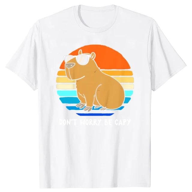 Ny sjov Capybara Dont Worry Be Capy grafisk print top til mænd afslappet T-shirt sommer hiphop mode kortærmet rund hals_voghion.com