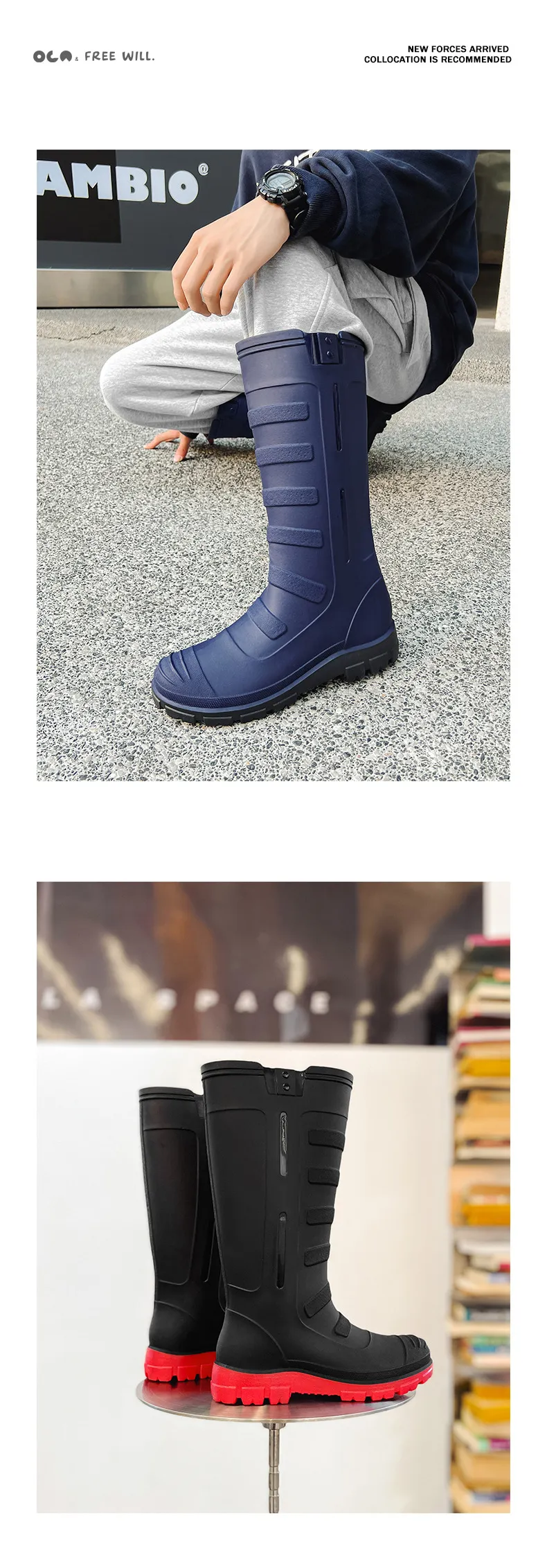 Unisex Rubber Shoes Men and Women Mid Calf Waterproof Work Safety Rain Boots Fishing Husband Botas Para Lluvia_voghion.com