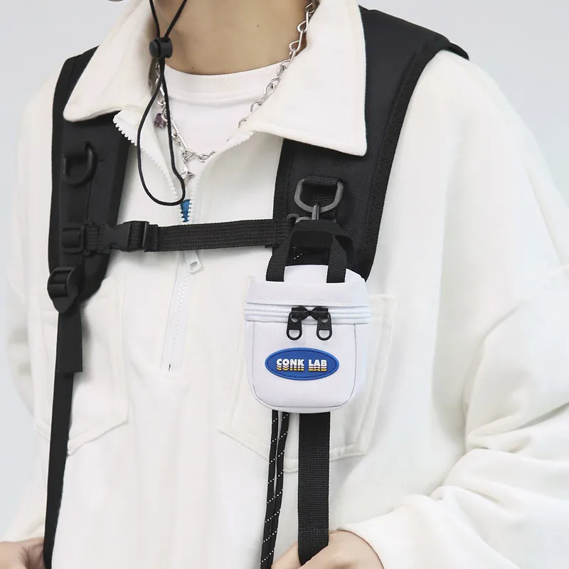 Mini porte-monnaie multifonction détachable pour hommes et femmes, style hip-hop, techwear, casque, clés, sac bandoulière_voghion.com