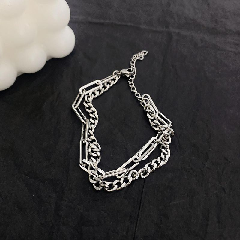 Bracciale a doppio strato Design di nicchia neutro Di fascia alta Ins Stile freddo Fidanzate Rete rossa Gioielli per le mani Acciaio al titanio Tutto_voghion.com