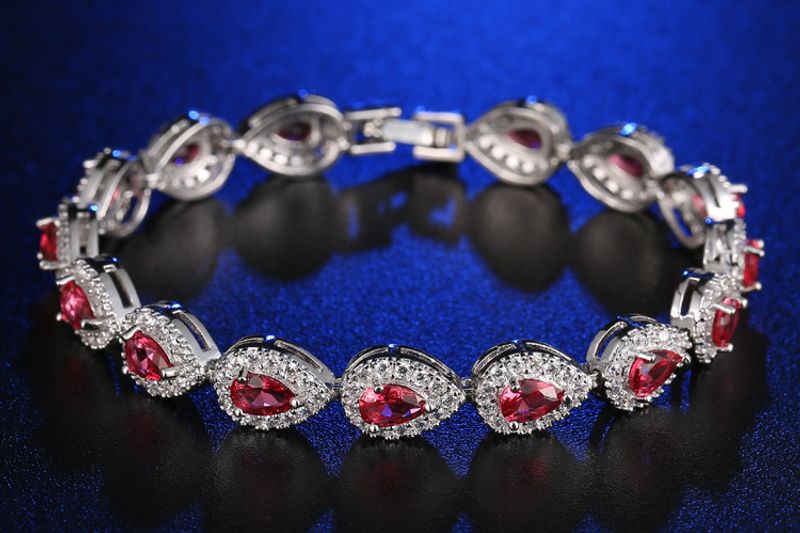 Pulseira feminina de zircônia com gota d'água e joias da moda Ruose_voghion.com