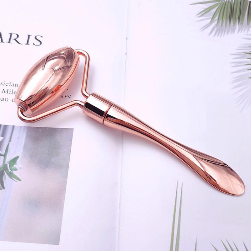 Rullo massaggiatore in acciaio inox con punta a forma di spatola, pietra per massaggiare il viso, strumento per migliorare la cura della pelle del viso e del collo_voghion.com
