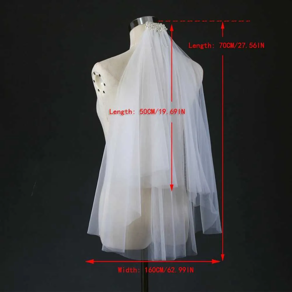 Jewelry Short Bridal Pearls Beaded Veils With Comb 2 Tier Soft Wedding Hair Accessories For Bride Unlocking Romance VP99_voghion.com
