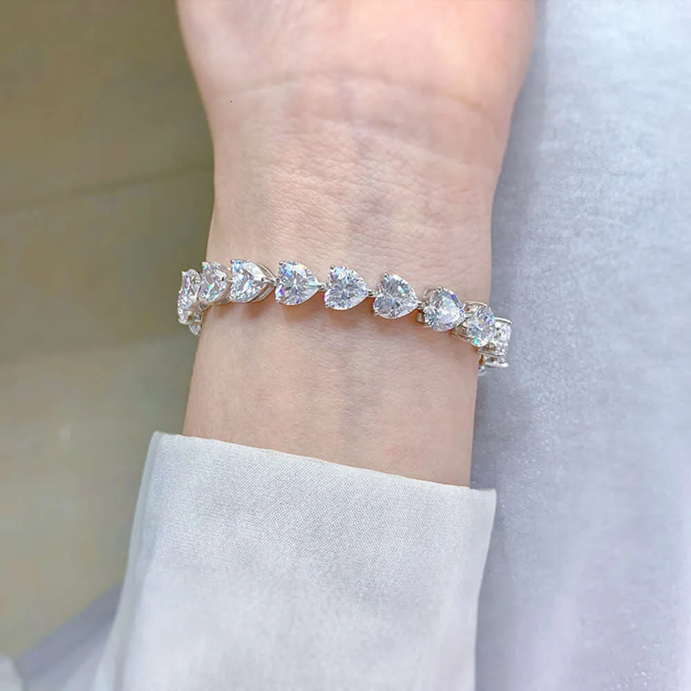 Smykker S Sterling Sier Full Diamond Heart Armbånd Mote Ins Stil_voghion.com