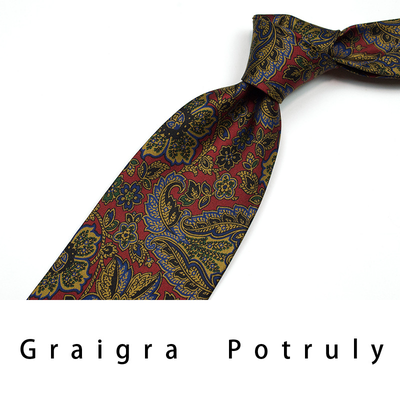 Men's Ties & Handkerchiefs replacement burgundy second-hand coffee color imported quality mulberry silk printed silk paisley men's tie extra wide_voghion.com