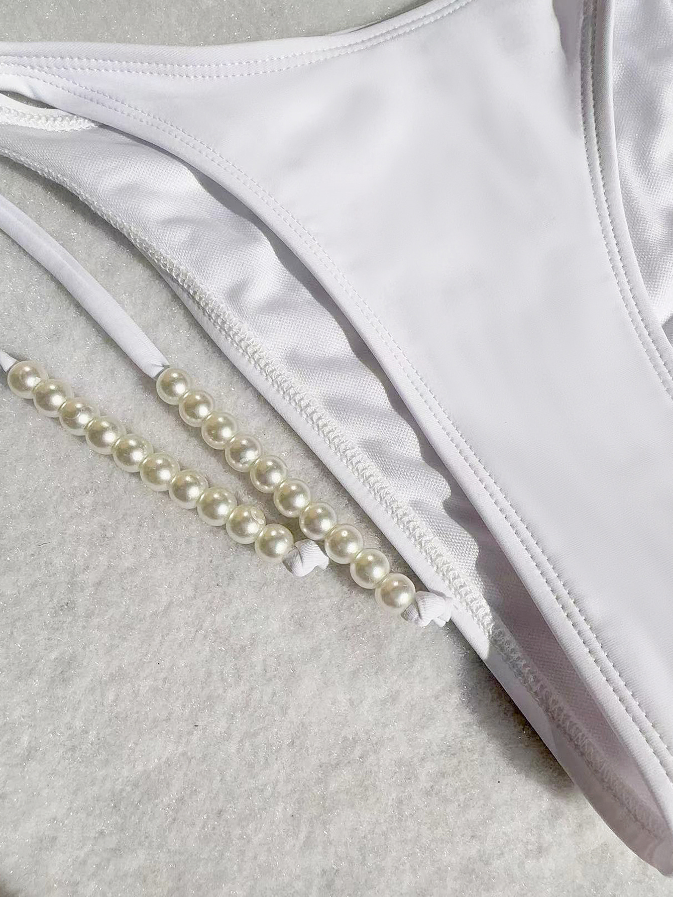 Maillot de bain avec bretelles en chaîne de perles pour femmes, bikini sexy, fente avancée, costume trois pièces_voghion.com