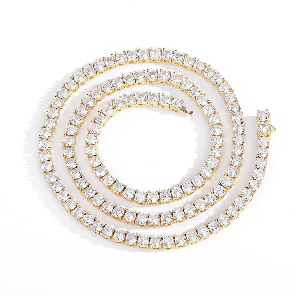 Collares de cadena Hip hop diamante primavera hebilla tenis cadena circón collar de los hombres marca de moda personalidad hip hop pulsera joyería