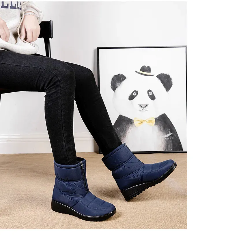 Platform Waterproof Snow Women Winter Thick Plush Ankle Boots Woman Non Slip Warm Cotton Padded Shoes Ladies 240820_voghion.com