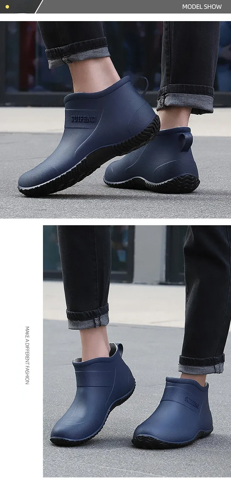 Fashionable Unisex Men's Comfortable Work Rain Kitchen Non-slip Waterproof Special Shoes Outdoor Fishing Boots_voghion.com