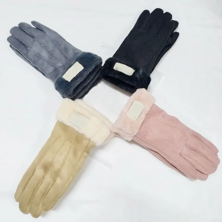 Winter Frauen Lederhandschuhe Matt Pelz Fäustlinge PU Fünf Finger 4 Farben Mit Tag Großhandel_voghion.com