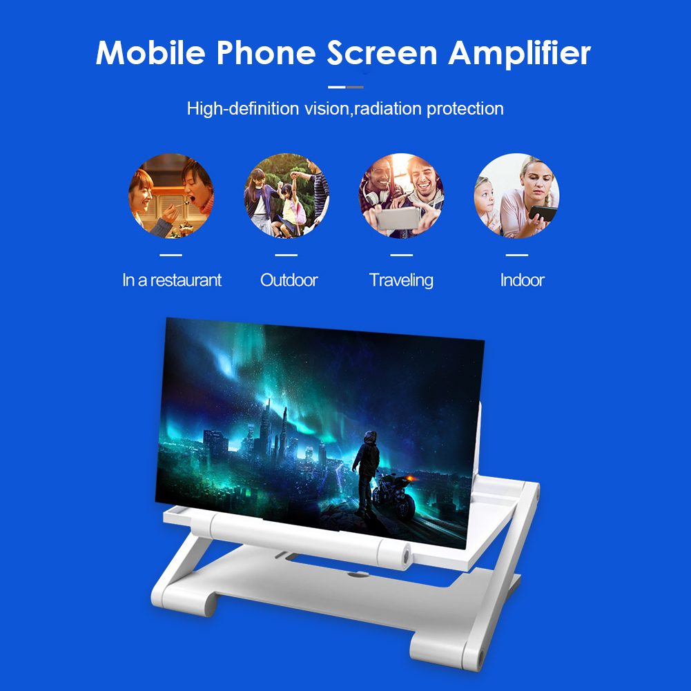 8 Inch 3D HD Cell Phone Screen Amplifier Bracket Foldable Display Enlarged Magnifying Stand Mobile Video Magnifier Desk Holder_voghion.com