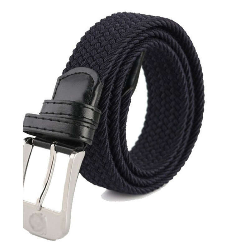 Cinturón de entrenamiento táctico azul marino, recto, informal, versátil, tejido, elástico y con hebilla de pasador_voghion.com