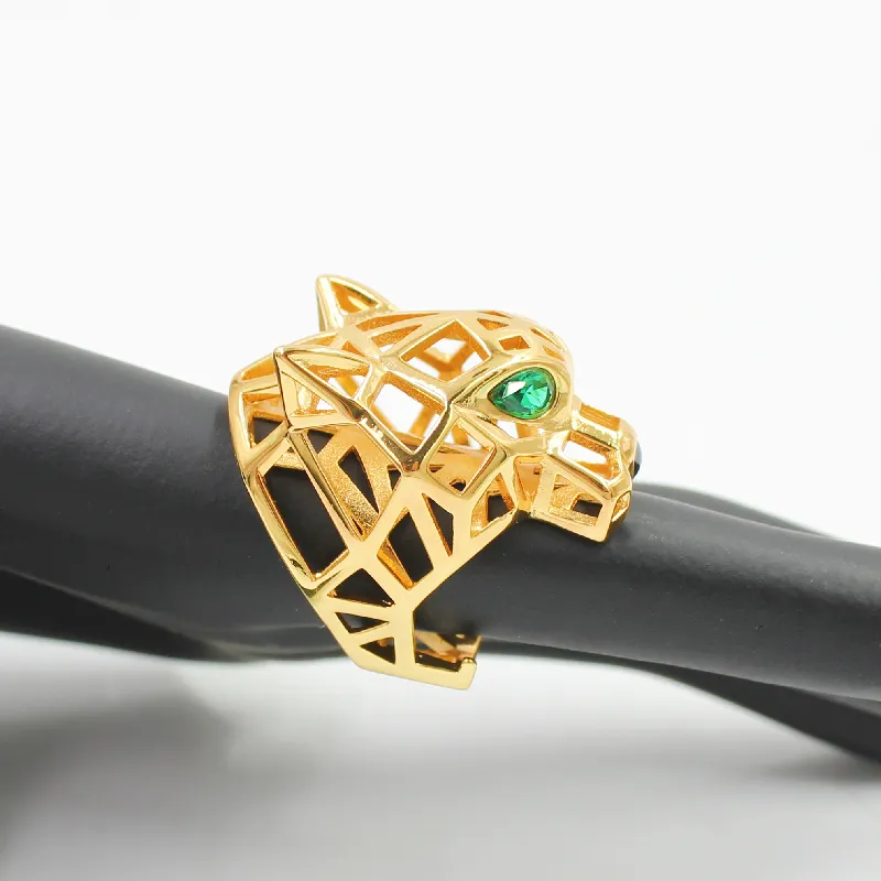 Trendiga Leopard Djur Finger Ring Gröna ögon Hollow Panther Heads Ringar För Män Kvinnor Festsmycken_voghion.com