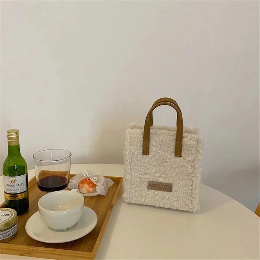 2023 Women Winter Shoulder Bag Lamb Wool Warm Soft Autumn Ins Square Cross-body Portable Casual Beige Khaki Girls Preppy_voghion.com