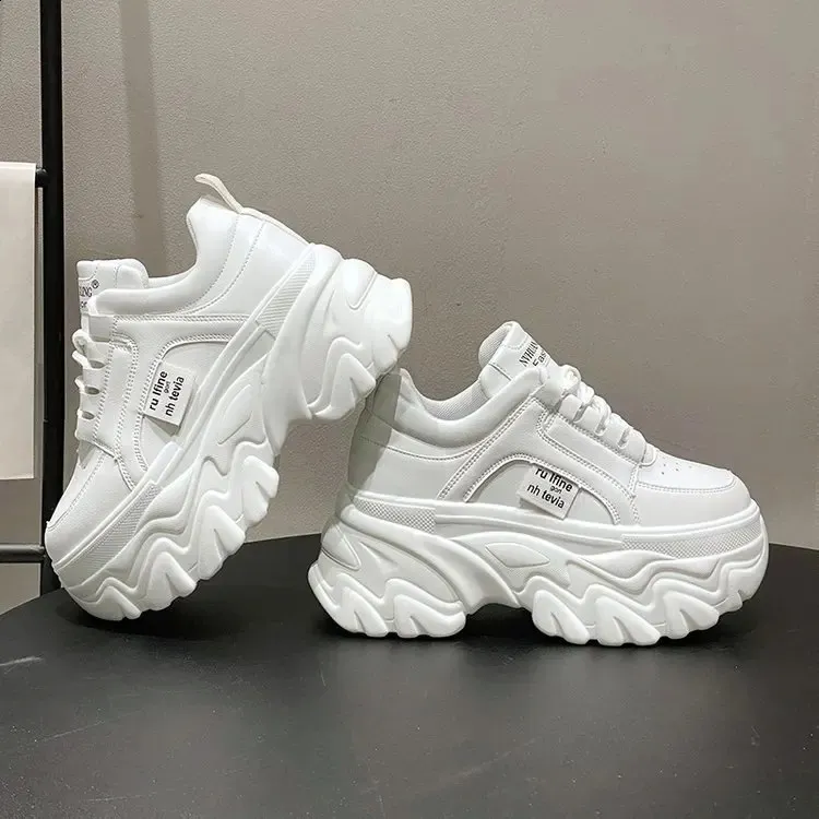 Sneakers platform donna bianco e nero scarpe primavera autunno_voghion.com