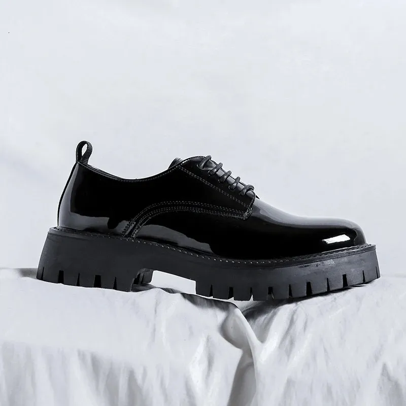 Chaussures en cuir à semelle haute pour homme, style décontracté, style japonais, Haruku, style coréen, streetwear, mode, affaires, mariage, 240614_voghion.com
