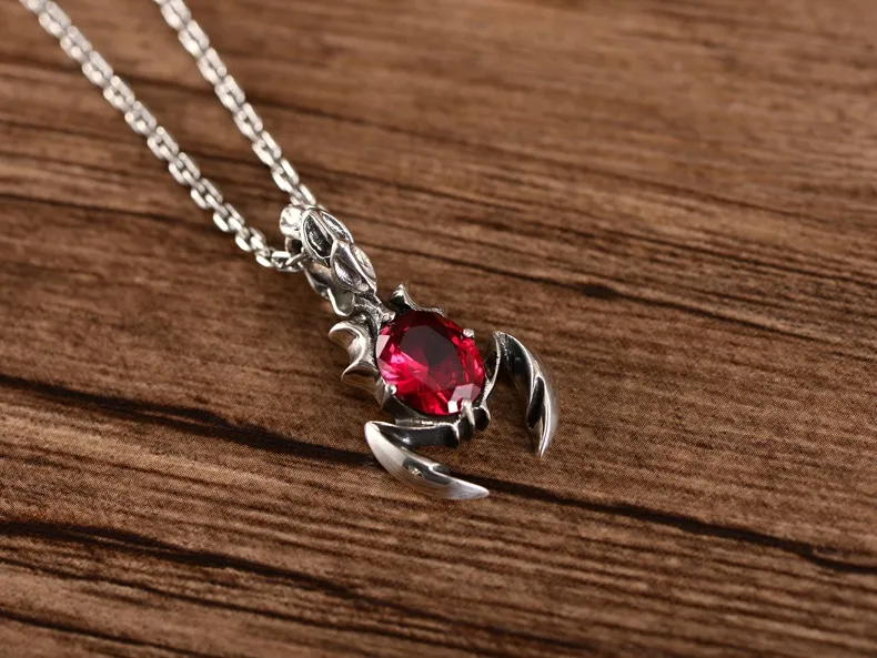 Catene Nero Argento Gioielli All'ingrosso Sterling Retro Scorpione Scorpione Strass Ciondolo Regali_voghion.com