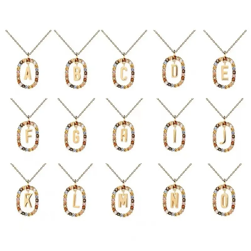 Halskette Mit Initialen-anhänger Strass Buchstabe Damen Schmuck_voghion.com