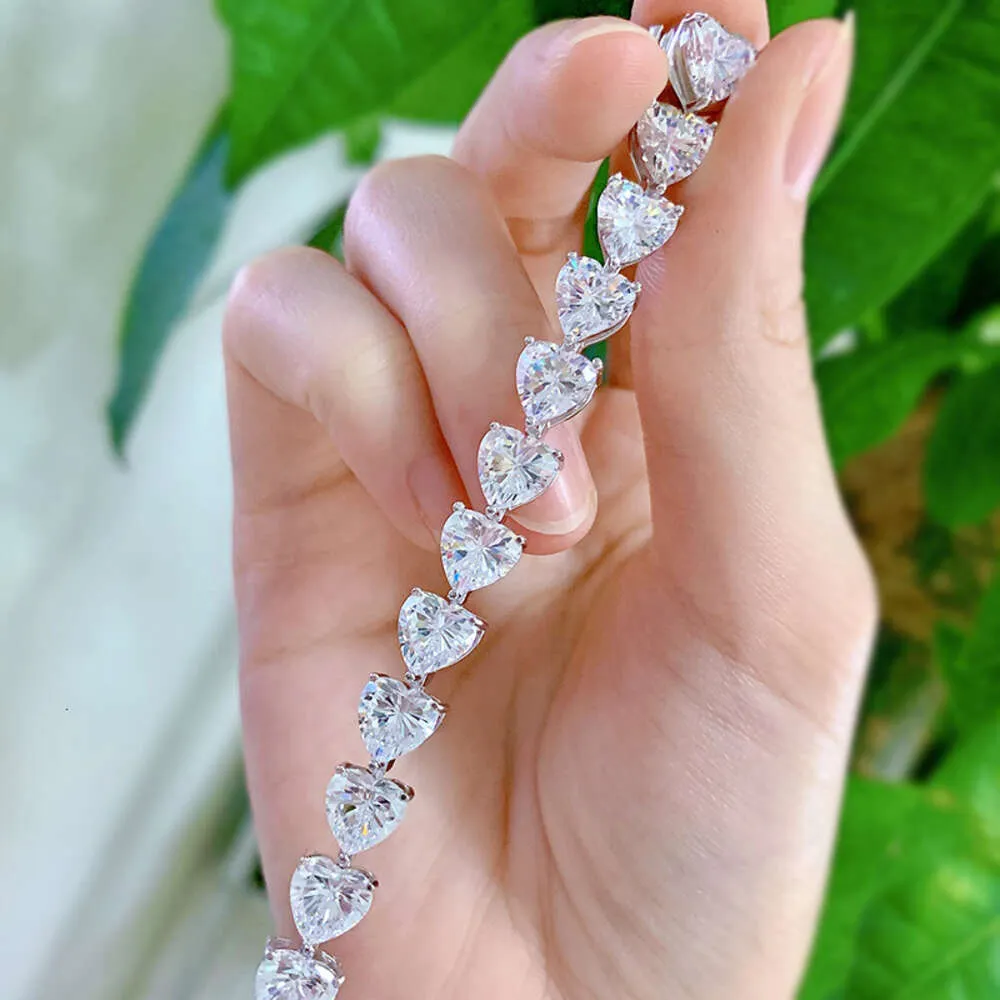 Smykker S Sterling Sier Full Diamond Heart Armbånd Mote Ins Stil_voghion.com