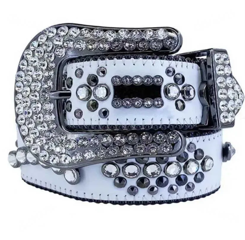 Designer Bb Simon Modetrends Gürtel für Männer Frauen Glänzender Diamant Schwarz Blau Weiß Mehrfarbig mit glitzernden Strasssteinen_voghion.com