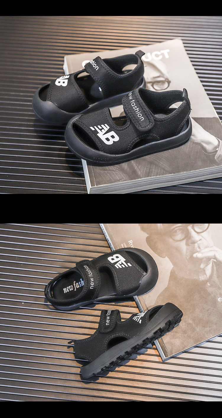 2023 Summer New Children's Baotou AB Boys' Anti Kick Function Sandals Elastic Cloth Girls' Beach Shoes_voghion.com