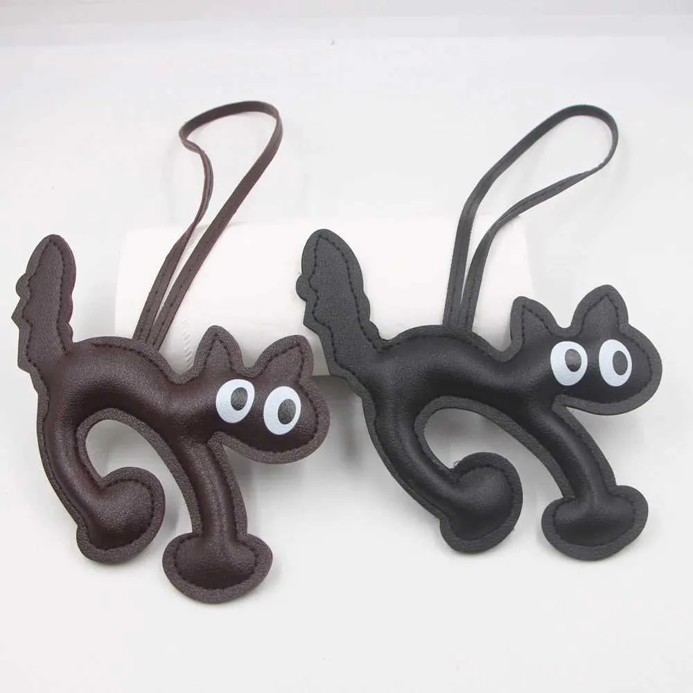 Lindo colgante de bolsillo para coche, clásico y de cuero con forma de gato, para teléfono móvil, llavero, accesorio Y241121_voghion.com