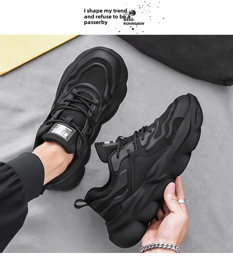 New Versatile Spring Casual Running Sneakers Breathable Men's Lightweight Platform Heightening Trendy Dad Shoes_voghion.com