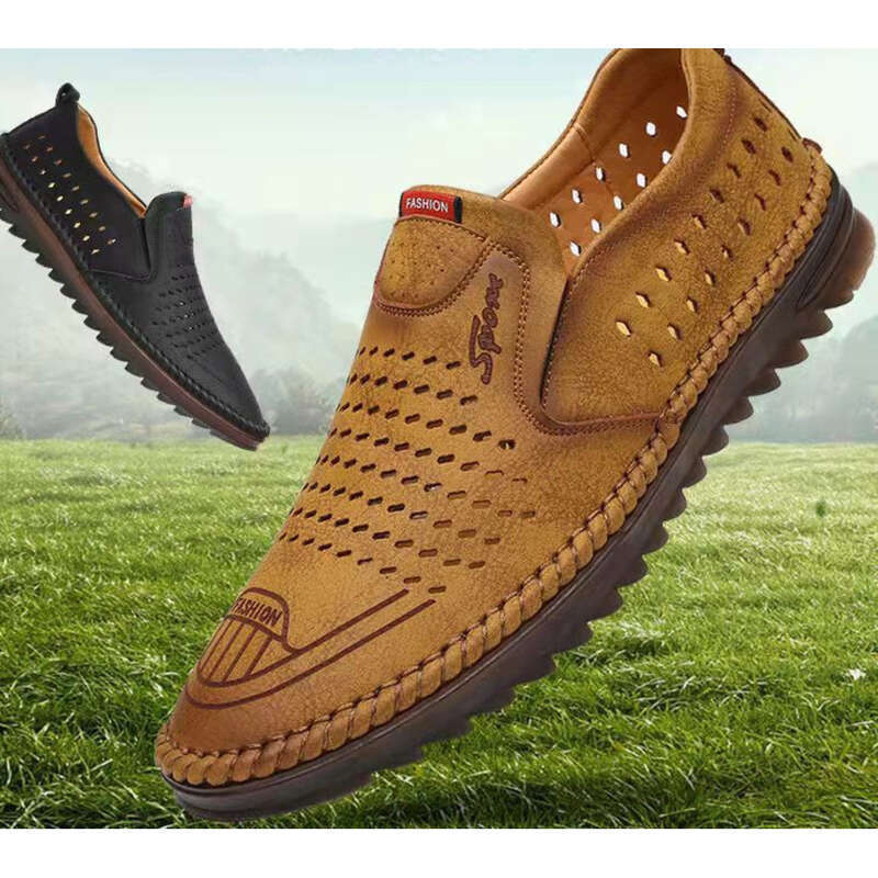 Mesh-Stoff Sommer Hohl Mokassin Sandalen Atmungsaktive Loch Vater Schuhe_voghion.com