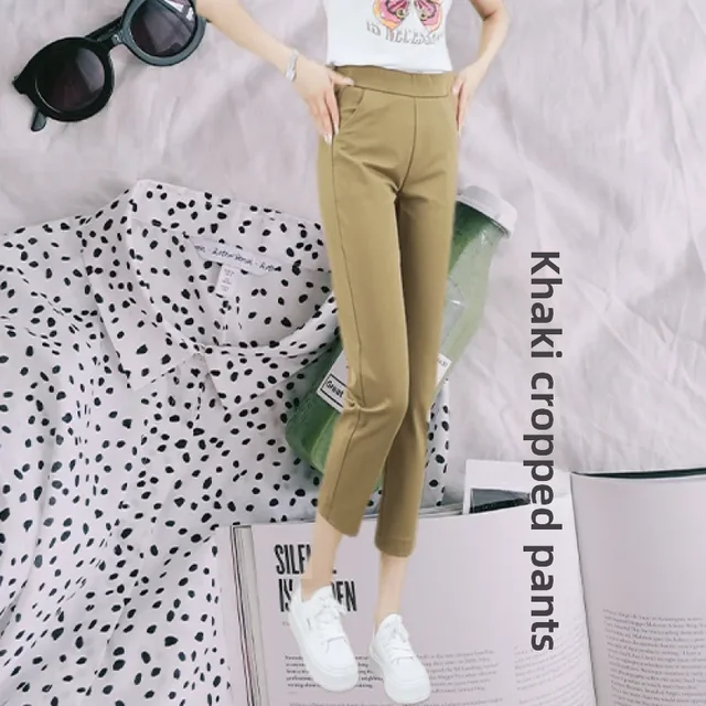 Heißer verkauf Petite Cropped Für Frauen Sommer Leichte Anzug Hose Elastische Taille Kurze Länge Hosen Casual Stil_voghion.com