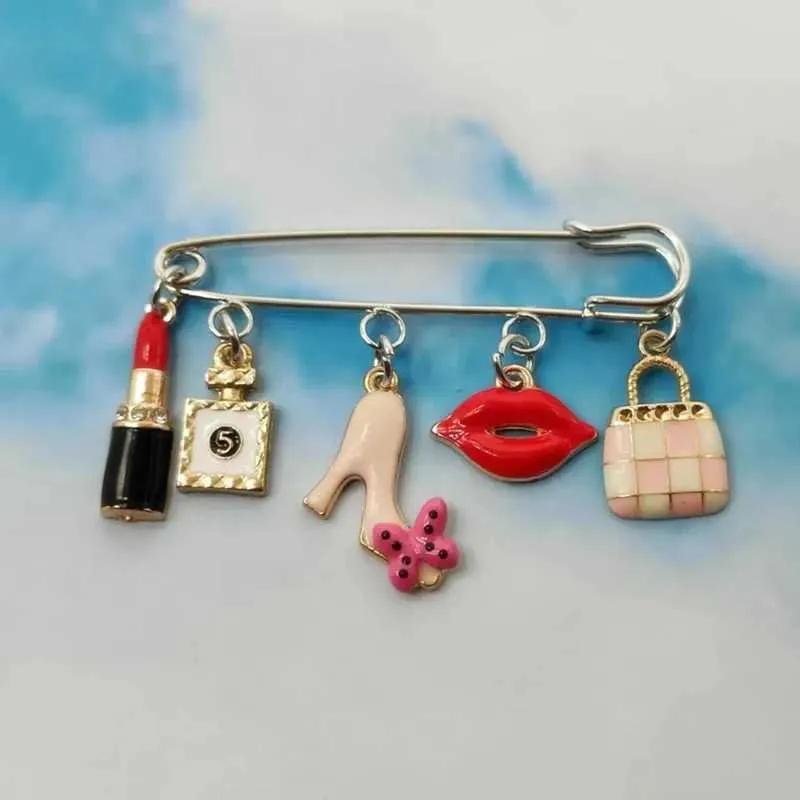 Charm Brosche Modische Emaille Anstecknadel High Heel Und Lippenstift_voghion.com