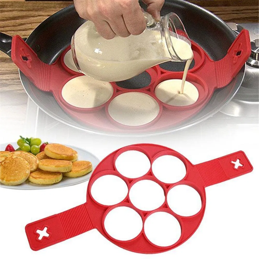 Moule à œufs au plat en silicone à 7 trous, moule à crêpes, moule à omelette antiadhésif, accessoires de cuisine_voghion.com