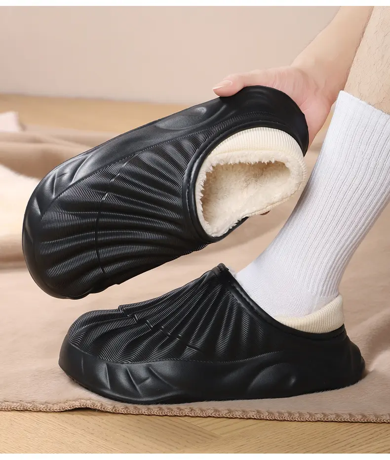 Couple Solid Color Waterproof Cotton Slippers Warm Fashion Casual Can Be Worn Outside Men And Women_voghion.com