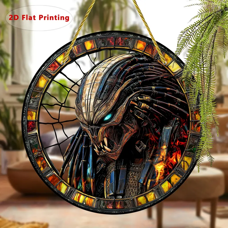 Alien Warrior Suncatcher - 8" Colorful Acrylic Art. Intergalactic Decor For Garden Or Home, Perfect As A Unique Gift._voghion.com