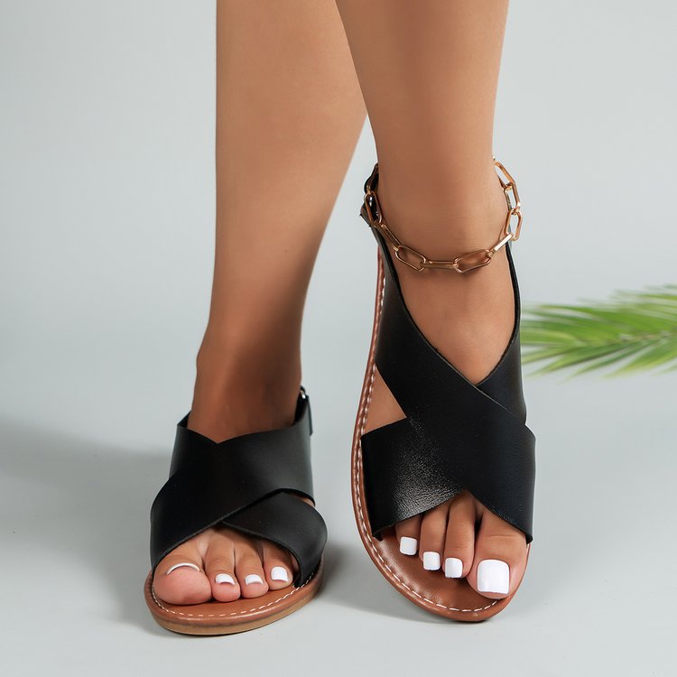Ciabatte da spiaggia a punta aperta con fascia larga in stile retrò da donna_voghion.com