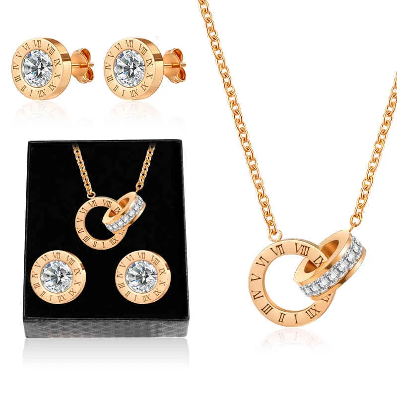 Parure collier et boucles d'oreilles chiffres romains cristal_voghion.com