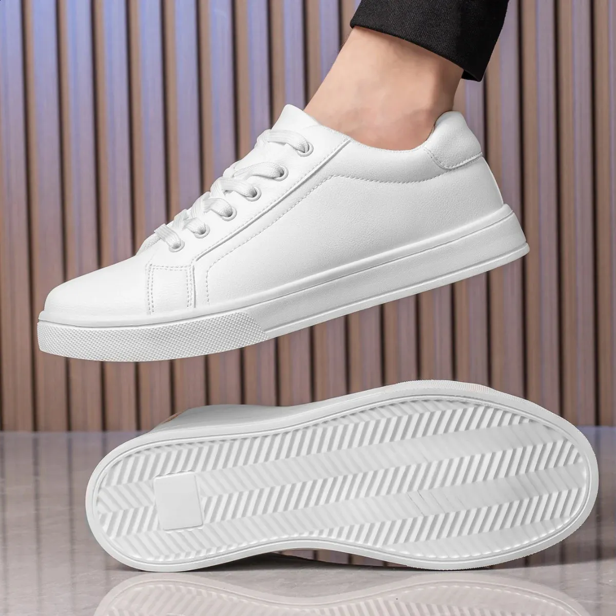 Tenis Mascuo 241105 - Zapatillas de deporte ligeras y cómodas para hombre, color blanco y negro, informales, para caminar_voghion.com