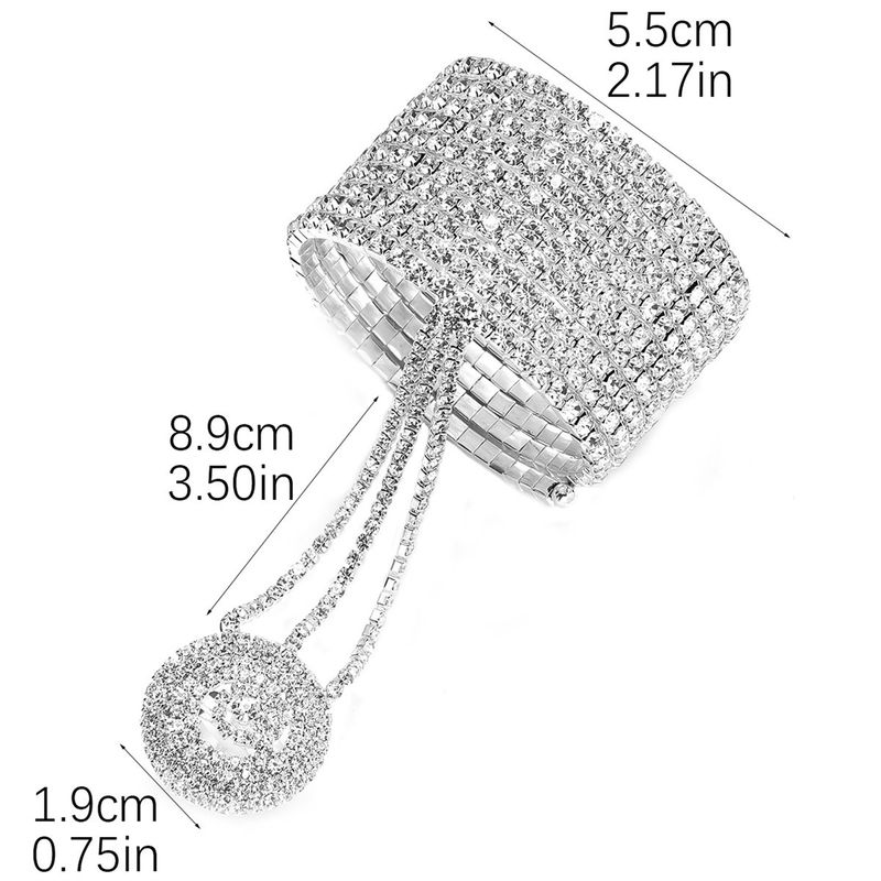 moda multistrato Rhie per donna, braccialetto lucido con diametri completi, catena elastica per dita, gioielli da sposa_voghion.com