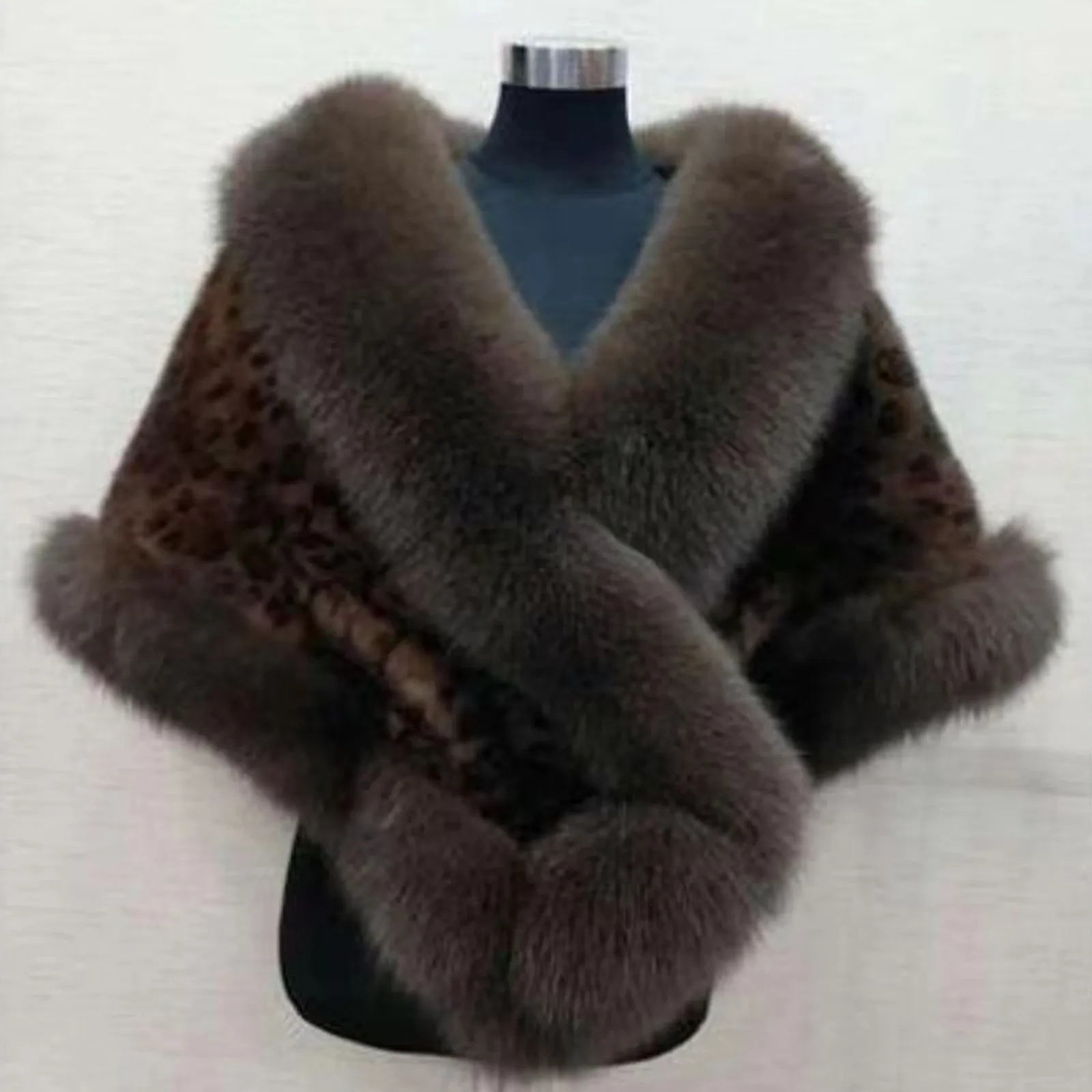 Sciarpe Scialle da abito di grandi dimensioni Poncho da donna in pelliccia oversize Sciarpa elegante da sera soffice_voghion.com