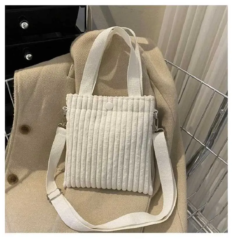 Mini Tote Donna Velluto a Coste Cerniera Primavera Estate Nuova Moda Borsa a Mano Borsa a Tracolla Singola Borsa a Tracolla Piccola 2024C241022_voghion.com