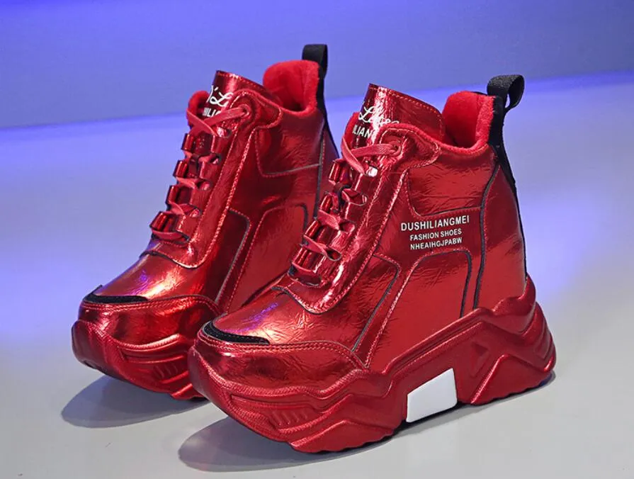 Freizeitschuhe Qualität Chunky Platform Outdoor Sneakers Frauen Winter Warm Super High Heels Frau Höhe erhöhen Stiefel_voghion.com