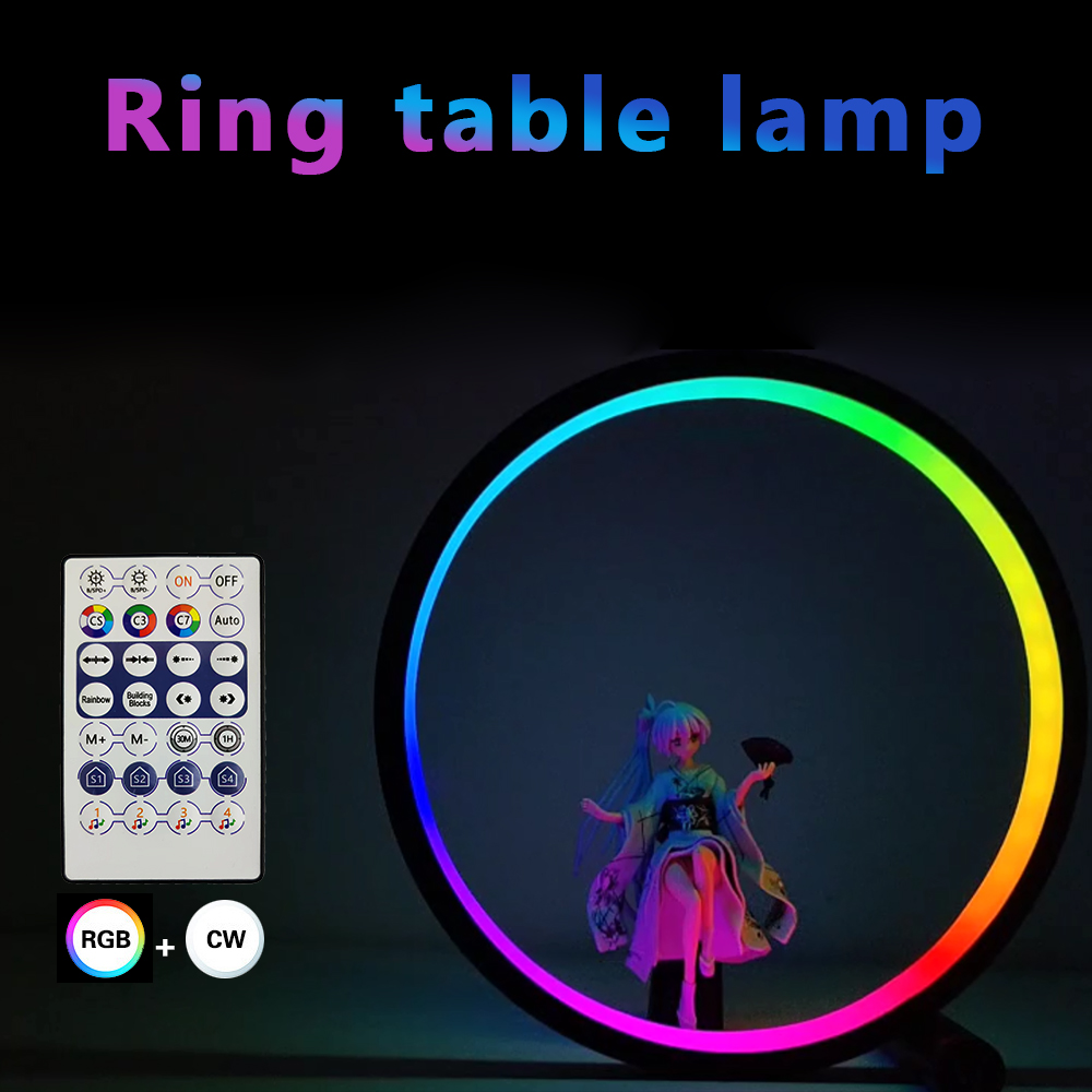 25cm LED Table Lamp Smart App Bluetooth Control RGB Round Night Light USB Wireless Remote Control Bedroom Decor Bedside Lighting_voghion.com