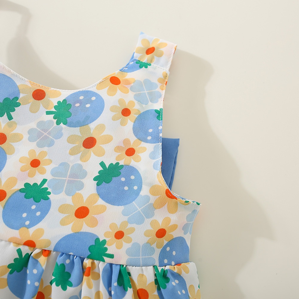 Robe d'été pour bébé avec nœud et fraise, jolie robe pour enfants, vêtements de plage pour enfants avec chapeau_voghion.com