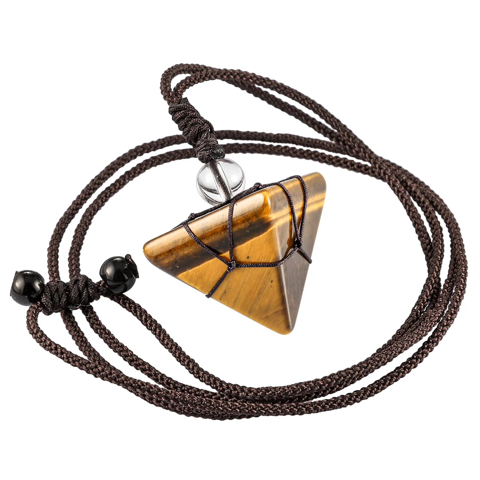 Ogrlice z obeski Healing 7 Chakra Crystal Stone Ogrlica iz naravnih dragih kamnov v obliki piramide z nastavljivo vrvico Ženske Moški_voghion.com
