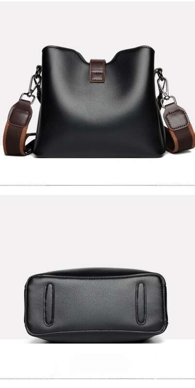 Genuine Leather Cowhide Bucket Large Shoulder Women's Casual Bag_voghion.com