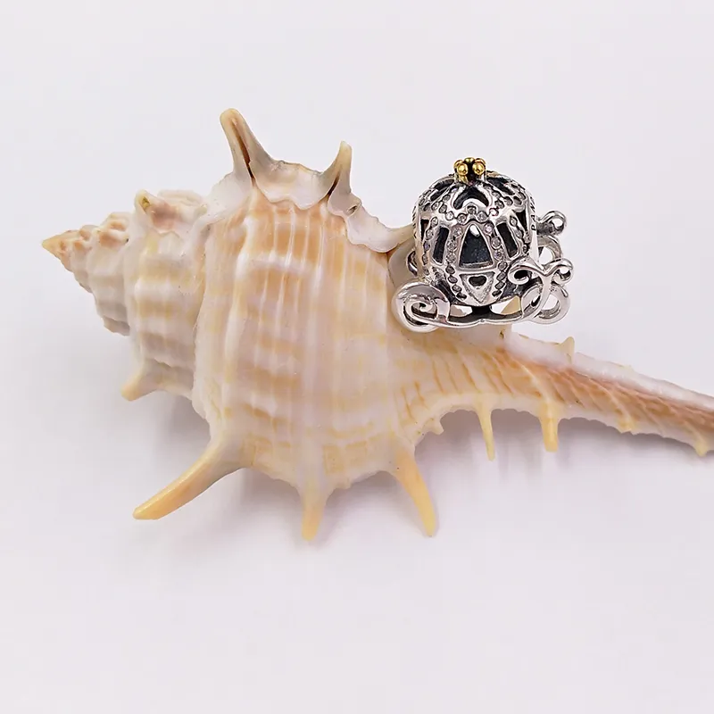 ciondoli gioielli originali bracciali in oro per donna kit di perline in argento sterling set Disney Cinderella Pumpkin Sier Charm con 14K e cubico_voghion.com
