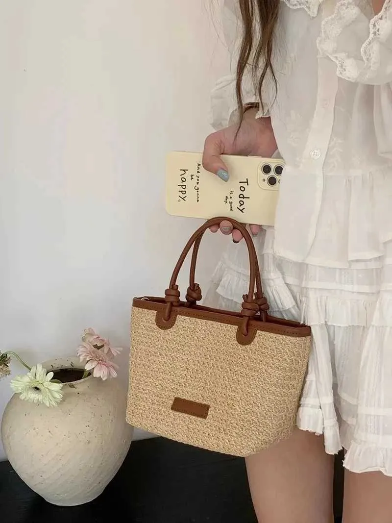 Nuovo Str Woven Crossbody per le donne 2024 Rattan Vacation Bucket Shoulder Bags Summer Seaside Beach Handheld_voghion.com