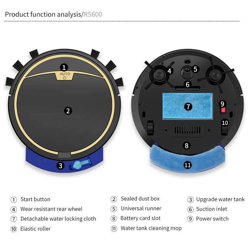 Seprőrobot automatikus otthoni intelligens alkalmazás tisztítógép USB 2800PA újratölthető porszívó felmosógép padlóseprő_voghion.com