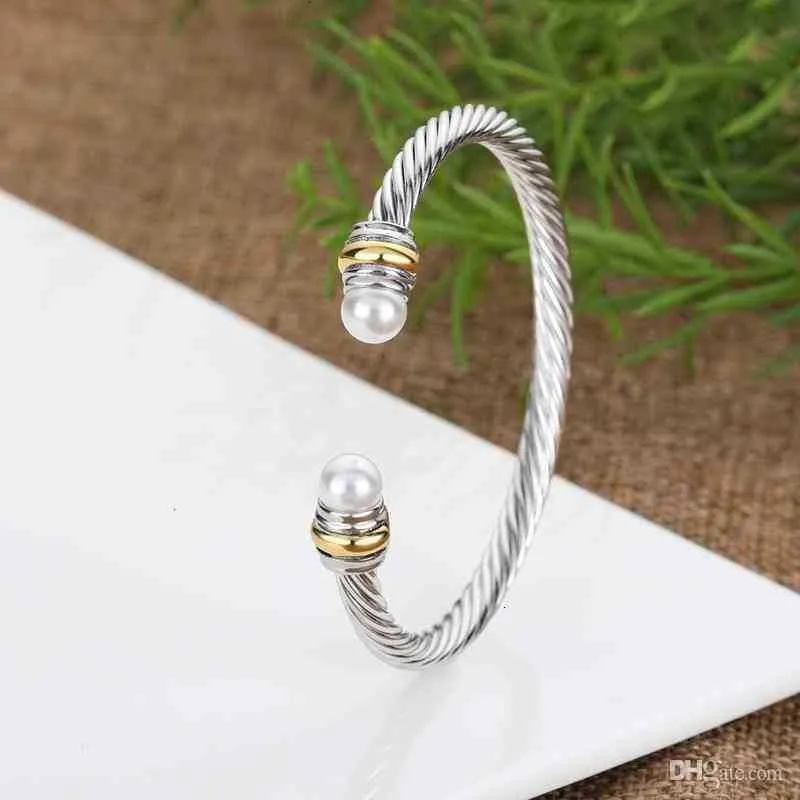 Bracelet jonc perle et câble torsadé en cuivre doré pour tous_voghion.com
